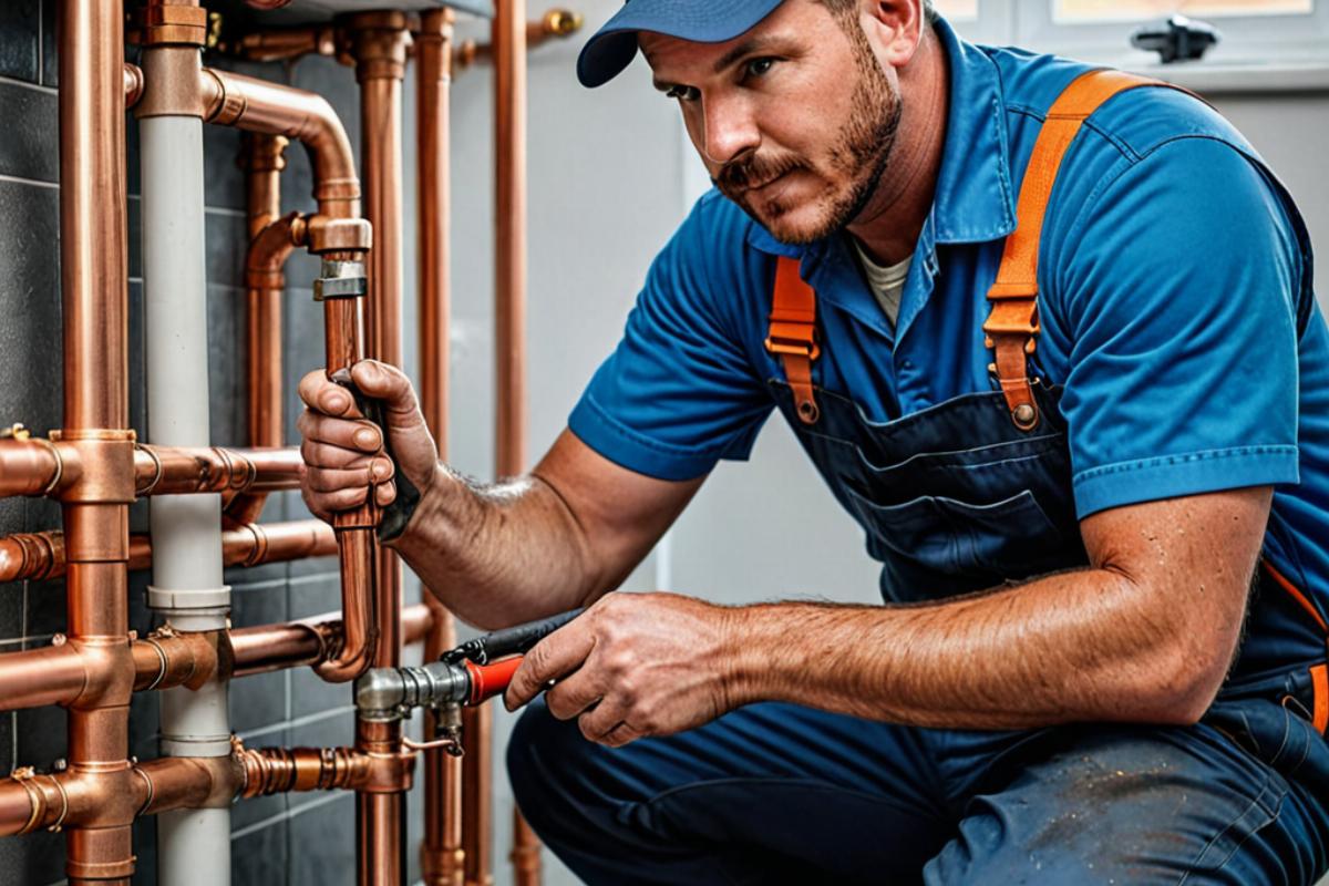 Professional plumber working